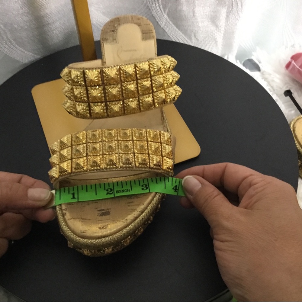 Christian Louboutin Gold Studded Slide Mules - Picture 11 of 14